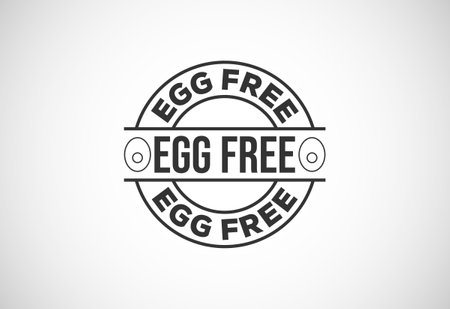 Egg free labels badge logo sign for food package seal. 100 percent egg free flat vector illustrationのイラスト素材