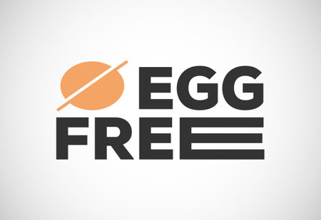 Egg free labels badge logo sign for food package seal. 100 percent egg free flat vector illustrationのイラスト素材