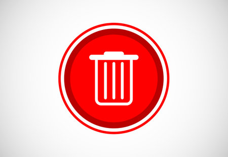 Delete button trash can, bin symbol. Delete web icon vector illustrationのイラスト素材