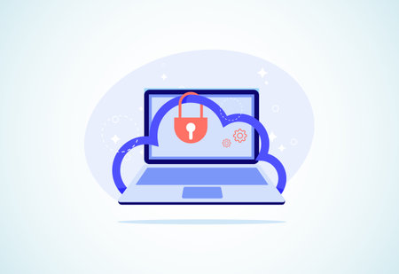 Cloud computing security design concept. Online security and data protection. Vector illustrationのイラスト素材