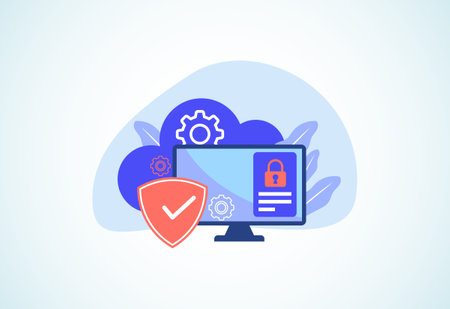Cloud computing security design concept. Online security and data protection. Vector illustration