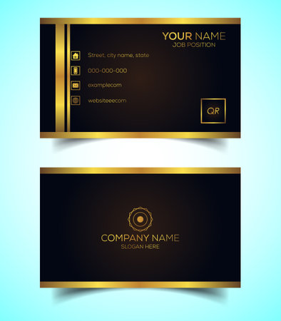 Double-Sided Luxury, Modern and Elegant Business Card Design Template. Vector Illustrationのイラスト素材