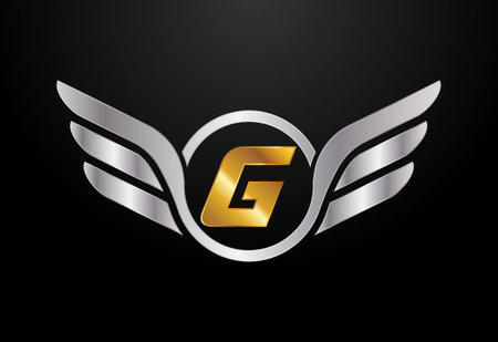 English alphabet G with wings logo design. Car and automotive vector logo conceptのイラスト素材