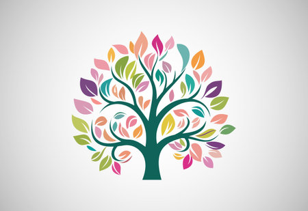 Nature tree logo design vector illustration. Tree of life logo conceptのイラスト素材