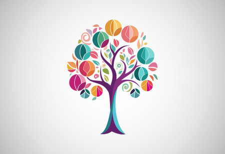 Nature tree logo design vector illustration. Tree of life logo conceptのイラスト素材