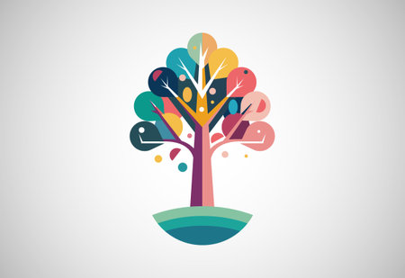 Nature tree logo design vector illustration. Tree of life logo conceptのイラスト素材
