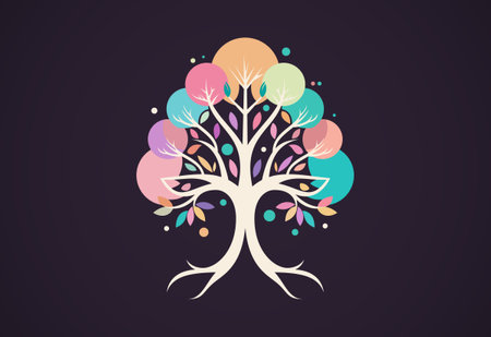 Nature tree logo design vector illustration. Tree of life logo conceptのイラスト素材