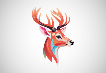 Deer Colorful Logo. Deer Head Logo Design Vector illustration.のイラスト素材