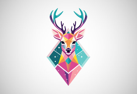 Geometric Deer Colorful Logo. Deer Head Logo Design Vector illustration.のイラスト素材