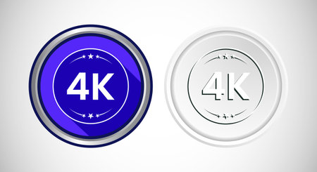 4K Ultra HD Video Resolution Icon Button Set Design Illustration, High Definition TV, 4K Web Buttonのイラスト素材