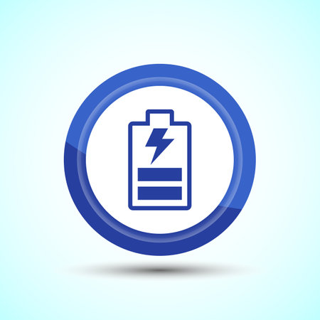Power, Battery Icon Design Illustration, Icon For Web and mobile application, Blue Color Button Designのイラスト素材