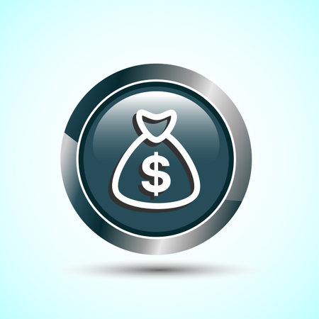 Dollar icon design illustration, Money icon sign for financial apps and websites, Gray Color Round Button Designのイラスト素材