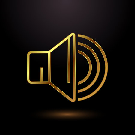 Volume icon design illustration, sound icon in gold color styleのイラスト素材