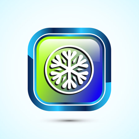Snowflake icon design, Keep frozen icon. Glossy Square Button Designのイラスト素材