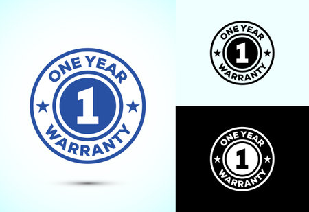 Advertising one year warranty badge, Warranty logo icon signのイラスト素材