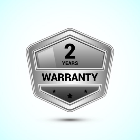 Advertising 2 years warranty silver emblem, for label, icon, logo, badge, symbol, buttonのイラスト素材