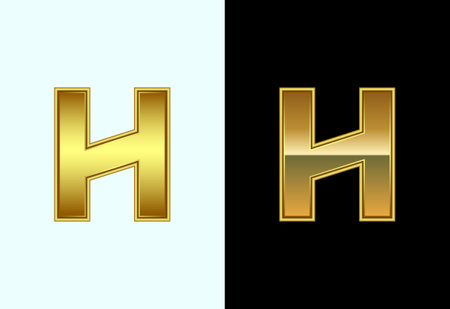 Initial alphabet H in gold color style. Graphic alphabet symbol for corporate business identityのイラスト素材