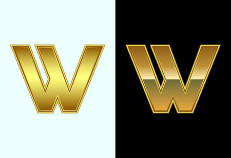 Initial alphabet W in gold color style. Graphic alphabet symbol for corporate business identityのイラスト素材