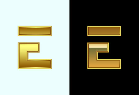 Initial alphabet E in gold color style. Graphic alphabet symbol for corporate business identityのイラスト素材