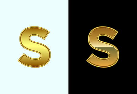 Initial alphabet S in gold color style. Graphic alphabet symbol for corporate business identityのイラスト素材