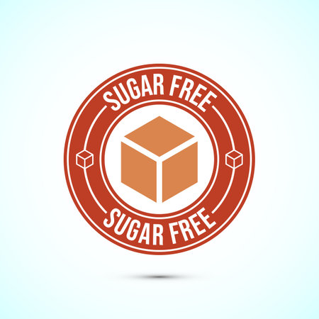 Sugar free icon badge label or sticker. Diabetic icon. No sugar symbol for food packagingのイラスト素材
