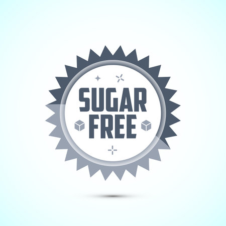 Sugar free icon badge label or sticker. Diabetic icon. No sugar symbol for food packagingのイラスト素材