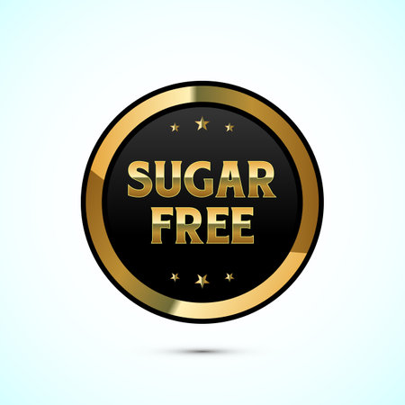 Sugar free icon badge label or sticker. Diabetic icon. No sugar symbol for food packagingのイラスト素材