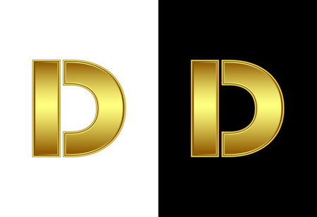 Initial alphabet D in gold color. Graphic alphabet symbol for corporate business identityのイラスト素材