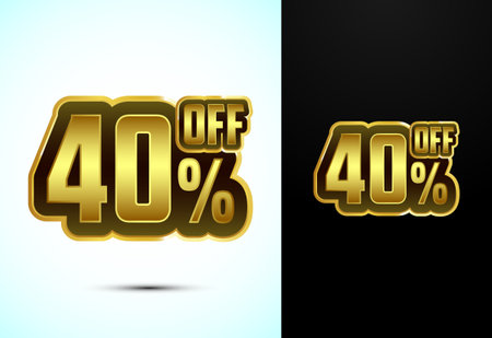 Gold color 40 Percent discount tag sticker, Special offer discount tag, sale symbolのイラスト素材