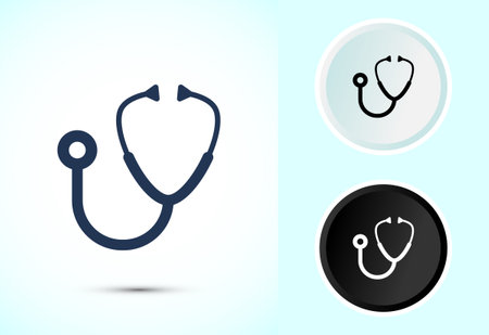Stethoscope icon design illustration. Doctor stethoscope medical device iconのイラスト素材