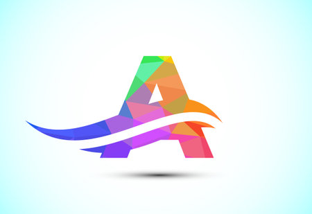 Alphabet A with swoosh or ocean wave logo design. Graphic alphabet symbol for corporate business identityのイラスト素材