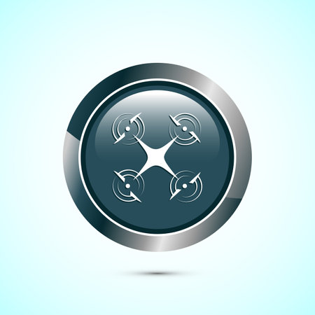 Drone icon design illustration. Drone quadrocopter logo sign symbol, Gray color round button designのイラスト素材