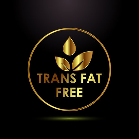 Trans fat free icon design illustration, Zero trans fat icon for healthy concept, Gold colorのイラスト素材