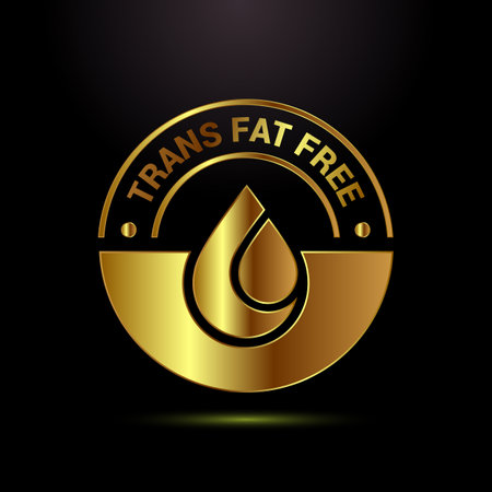 Trans fat free icon design illustration, Zero trans fat icon for healthy concept, Gold colorのイラスト素材