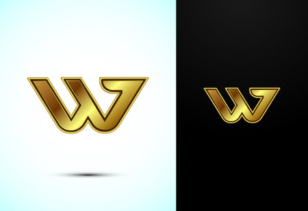 English alphabet W in gold color style. Graphic alphabet symbol for corporate business identityのイラスト素材
