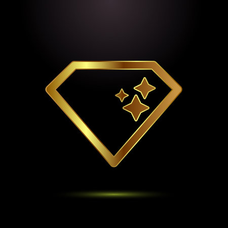 Diamond icon design illustration. Jewel and gem icon sign in gold color styleのイラスト素材