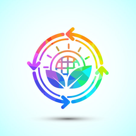 Renewable energy icon design illustration. Renewable power sign symbol, low poly styleのイラスト素材