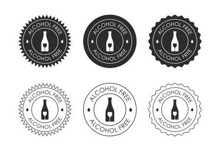 Alcohol Free Icon Design Illustration, No Alcohol Sign Symbolのイラスト素材