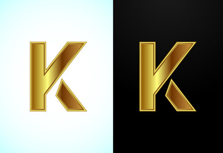 English capital letter K in gold color. Graphic alphabet symbol for corporate business identityのイラスト素材