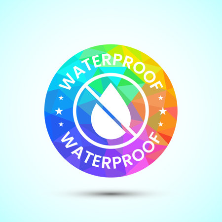 Waterproof icon design illustration, water resistant signs, liquid proof protection, low poly styleのイラスト素材