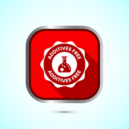 Additives free icon design illustration. No additives symbol for food packaging, Red shadow button designのイラスト素材