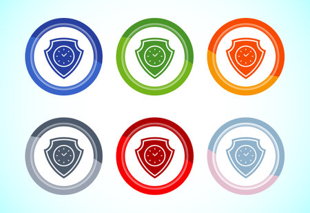 Long lasting icon design illustration. Durability icon design. Represents durability. 6 color button design setのイラスト素材