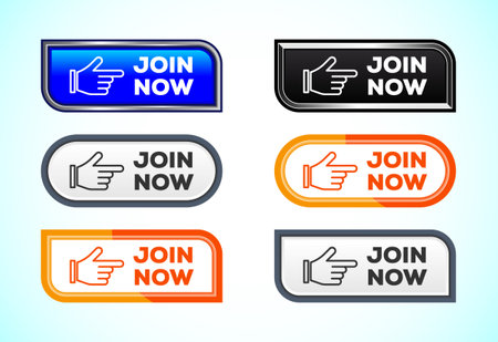 Join now button design illustration, Join now icon suitable for mobile app, and website UI designのイラスト素材