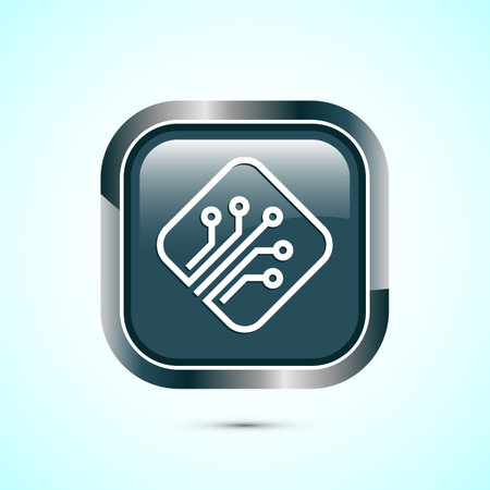 Fiber optic cable icon design illustration. Electric wire sign, digital internet, Gray color square button designのイラスト素材