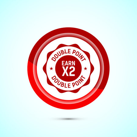 Earn x2 double point icon design illustration. Earn x2 sign symbol for promotion, Red color button designのイラスト素材