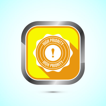 High priority icon design illustration. High priority label badge sign symbol, Yellow color shadow button designのイラスト素材