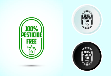 Pesticide free icon design illustration. Certified natural product sticker symbol illustration. Color black and whiteのイラスト素材