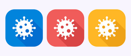 Virus, bacteria icon design illustration. Microbe bacteria sign. Virus icon in shadow button designのイラスト素材