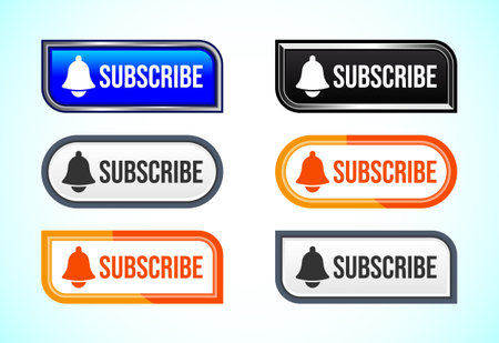 Subscribe button design illustration, Button for channel subscribe, like, share. notification iconのイラスト素材