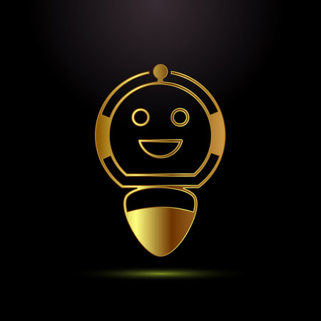 AI assistant icon design illustration. Digital or virtual assistant sign, Robot icon in gold color styleのイラスト素材
